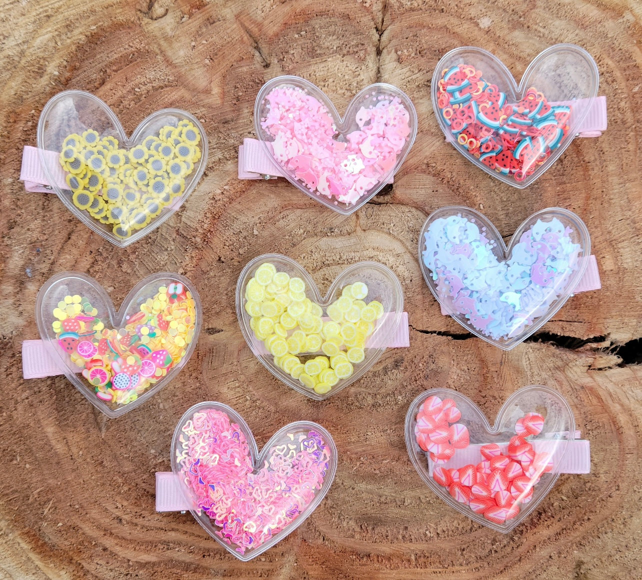 PVC Heart Glitter/Polymer Clay Alligator Hair Clip Barette