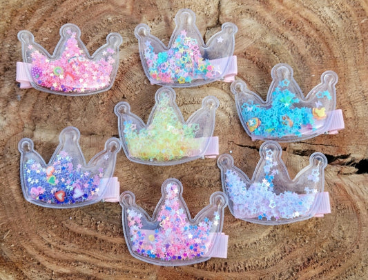 PVC Princess Crown Glitter/Polymer Clay Alligator Hair Clip Barette