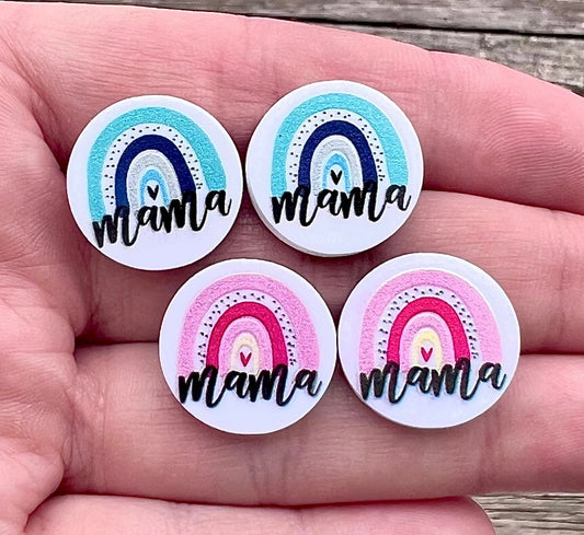 Mama Rainbow Acrylic Stud Earrings