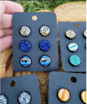 Black & Blue Cheetah Earring Set- Brushstroke Collection