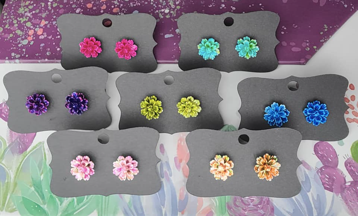 Random-11 mm Tie Dye Flower Earrings