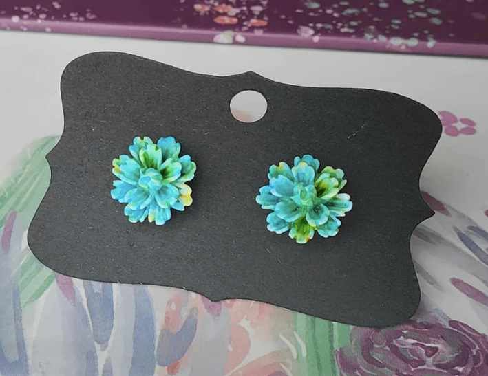 Random-11 mm Tie Dye Flower Earrings