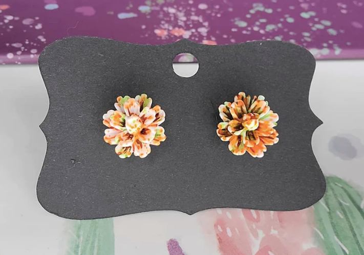 Random-11 mm Tie Dye Flower Earrings