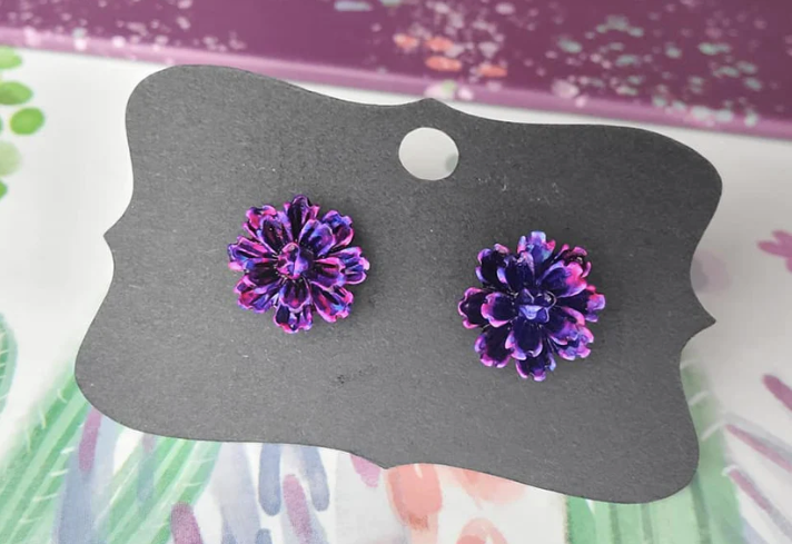 Random-11 mm Tie Dye Flower Earrings