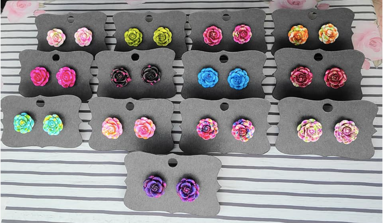 Random-14mm Tie Dye ROSE Earrings