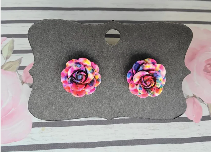 Random-14mm Tie Dye ROSE Earrings