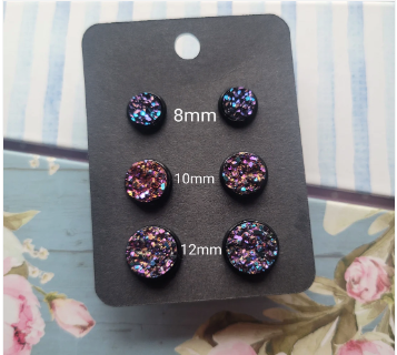 AURORA Black Bezel Druzy Earrings