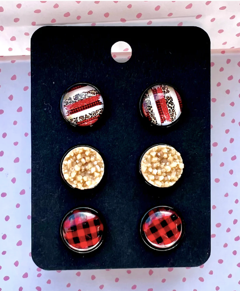 Autumn Buffalo Plaid Earring Set- Brushstroke Collection