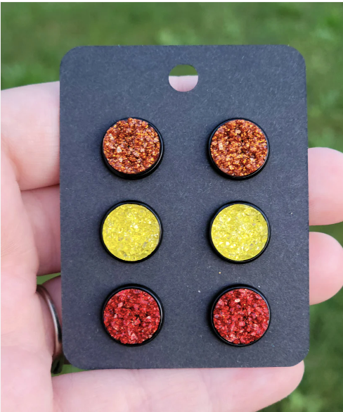 AUTUMN LEAVES 3 Pack Black Bezel Druzy Earring Set