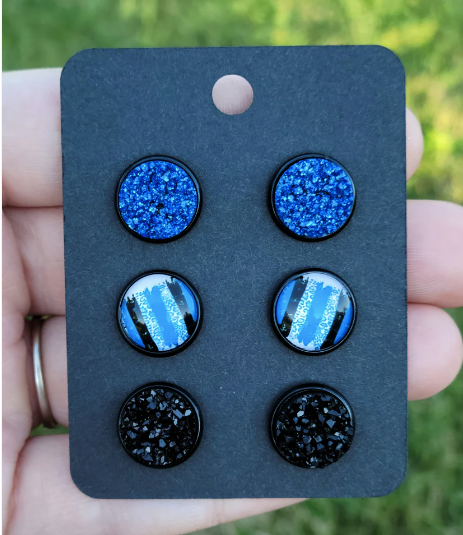 Blue Cheetah Earring Set- Brushstroke Collection