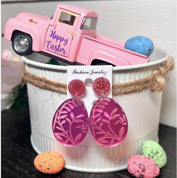 Rose Gold Easter Egg Acrylic Stud Earrings