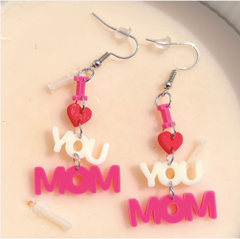 I Love You Mom Acrylic Earrings