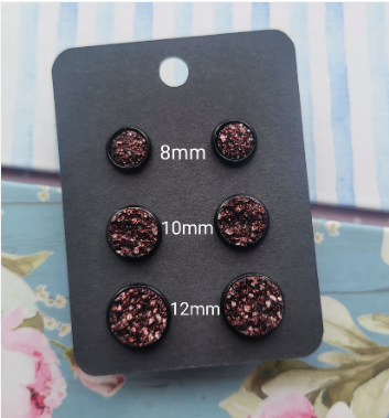 BROWN GLITTER Black Bezel Druzy Earrings