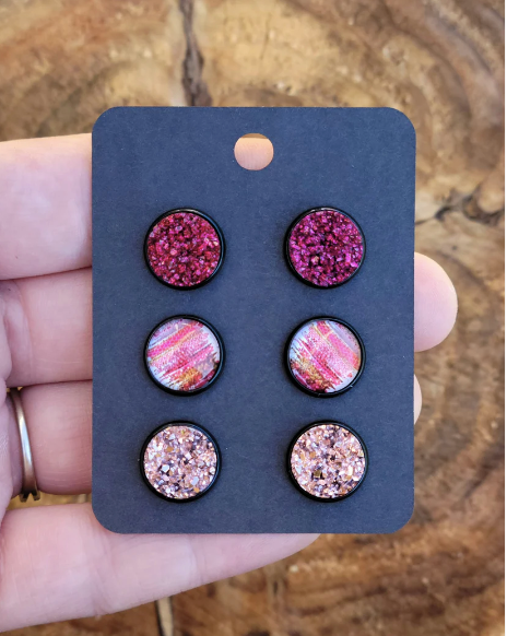 Burgundy Cheetah Earring Set- Brushstroke Collection