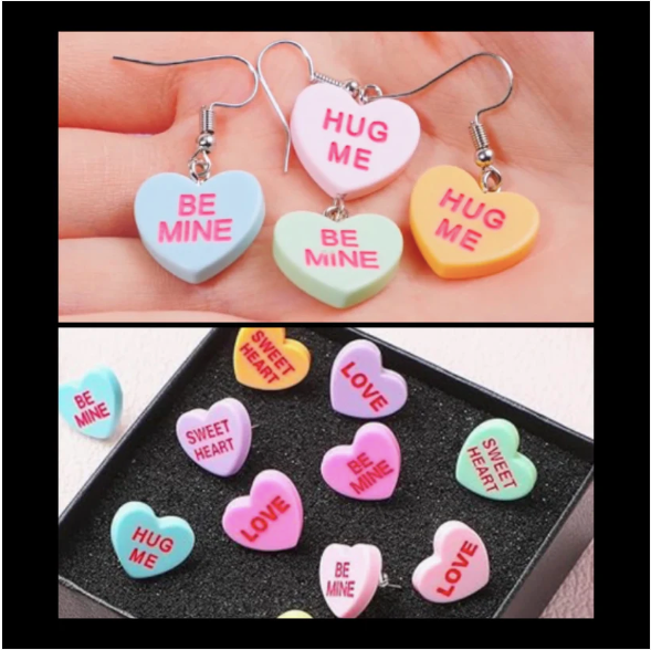 RANDOM CONVERSATION HEART RESIN EARRINGS