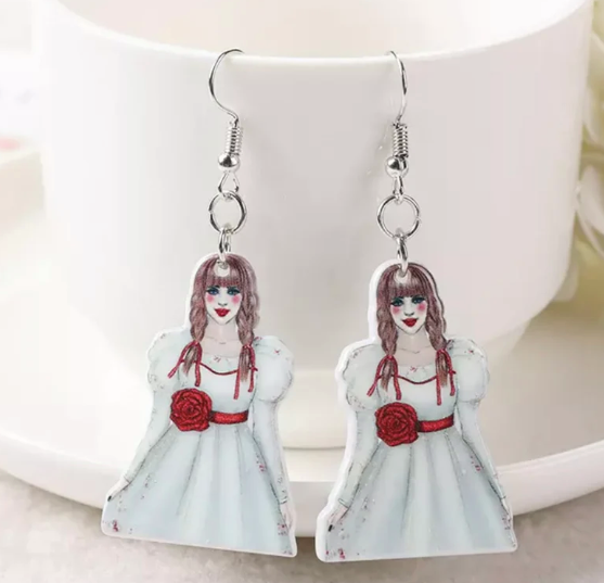 Creepy Clown Girl Acrylic Earrings