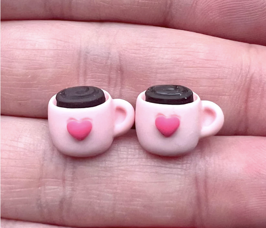 Coffee Lover Resin Earrings- Pink Version