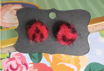 Random Fuzzy Fur Leopard Print Stud Earrings- 12mm