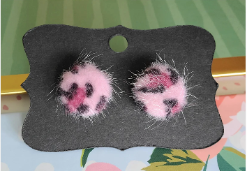 Random Fuzzy Fur Leopard Print Stud Earrings- 12mm