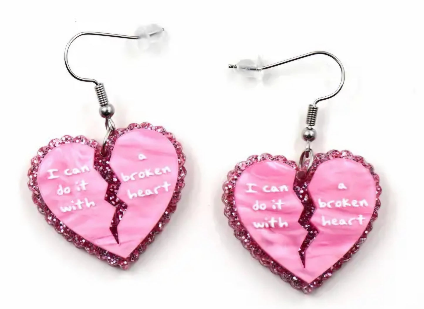 Mini Preorder TS Pink Broken Heart Acrylic Dangle Earrings