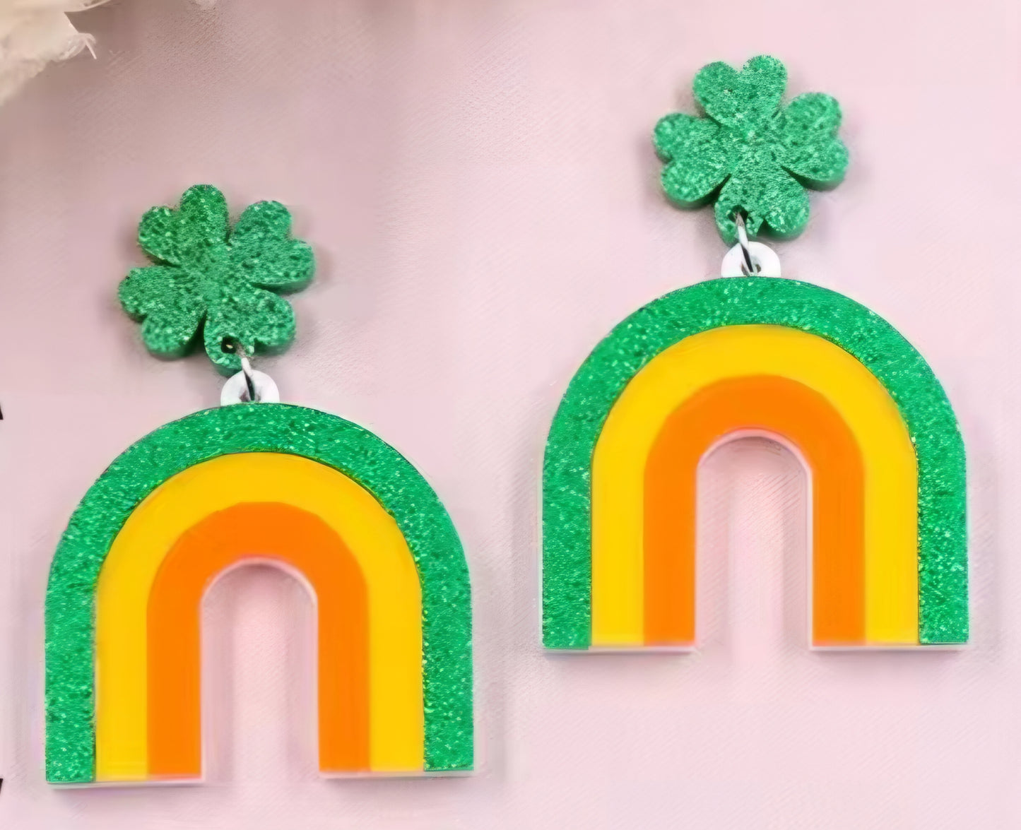 MINI PREORDER ST PATRICKS RAINBOW ACRYLIC DANGLE EARRINGS