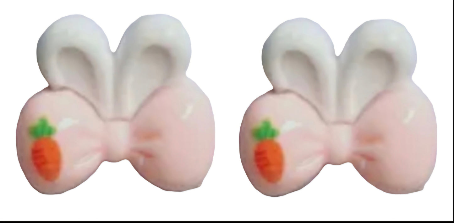 EASTER BUNNY EAR BOW RESIN STUD EARRINGS