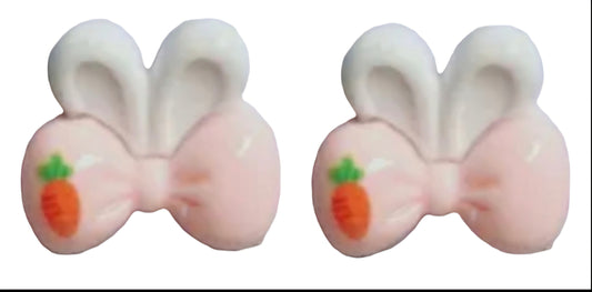 EASTER BUNNY EAR BOW RESIN STUD EARRINGS