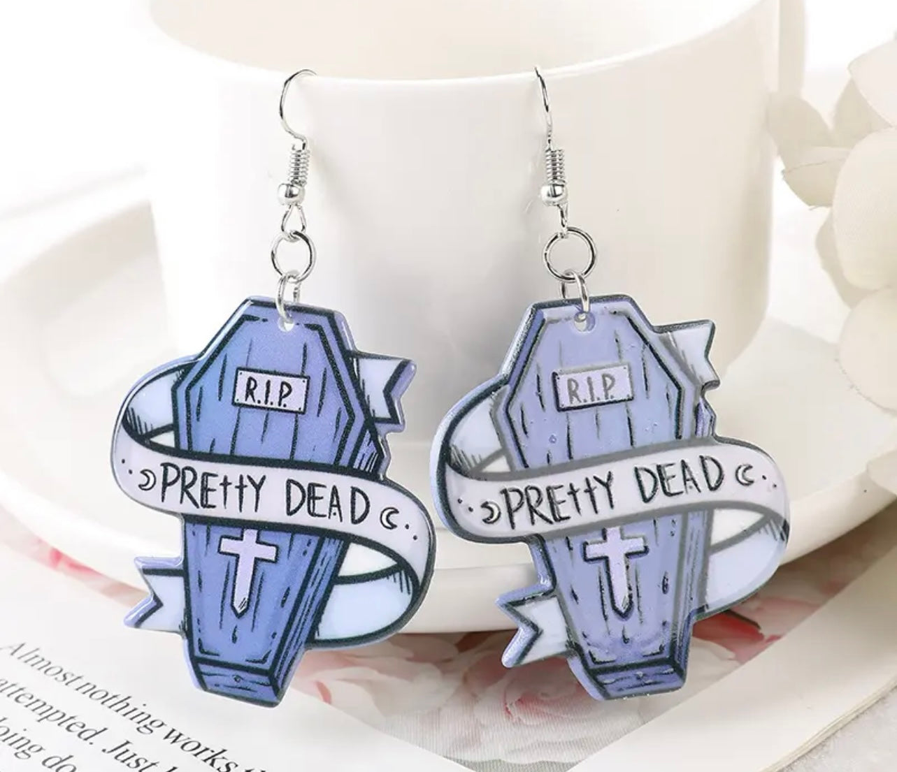 Pretty Dead Coffin Acrylic Earrings