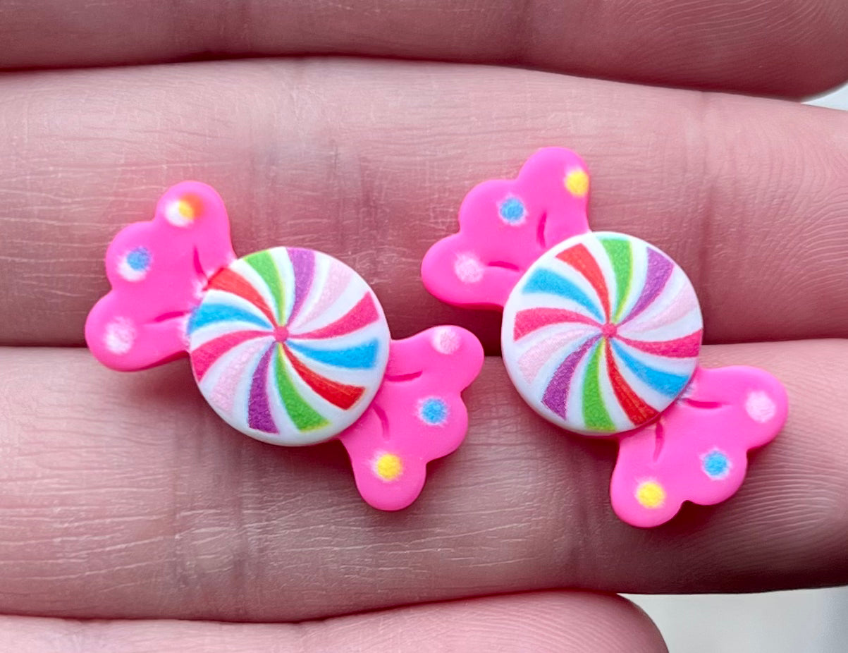 Polka Dot/Swirl Candy Resin Stud Earrings