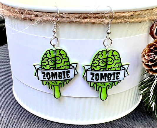 Zombie Brains Acrylic Earrings