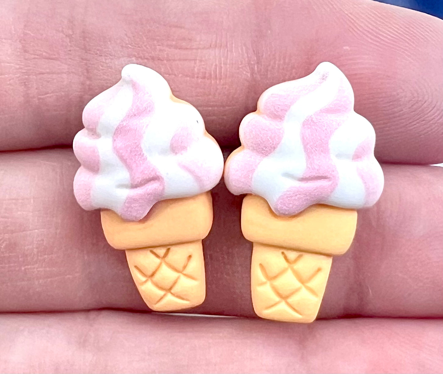 Jumbo Vanilla Swirl Ice cream Cone Resin Stud Earrings