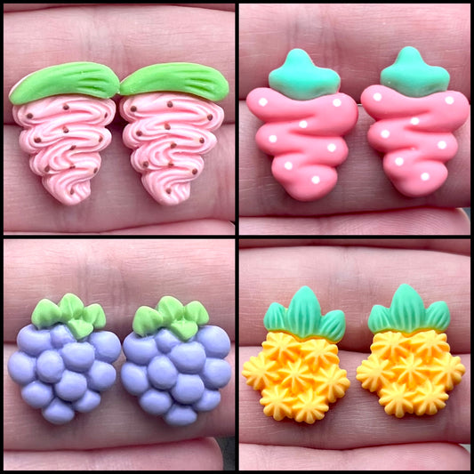 Pipe Fruit Resin Stud Earrings