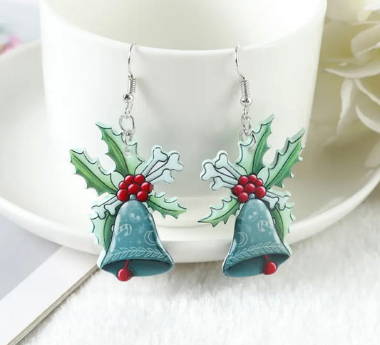 Christmas Bells & Bones Acrylic Earrings