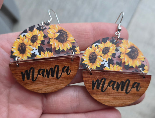 Mama Sunflower Circle Earrings