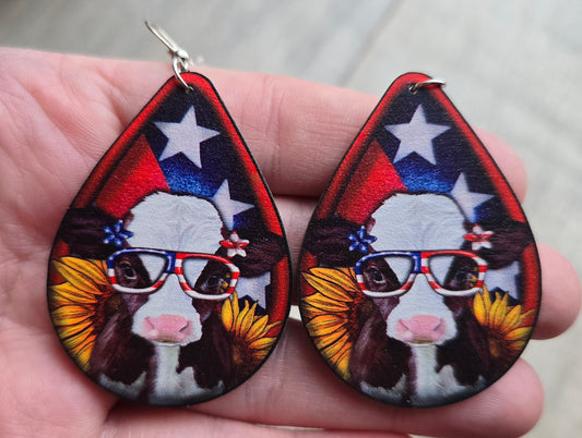 Cow USA Teardrop Earrings