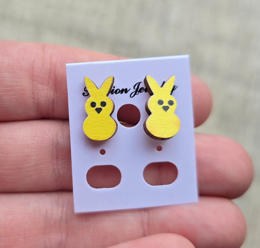 Yellow Peep Stud Earrings