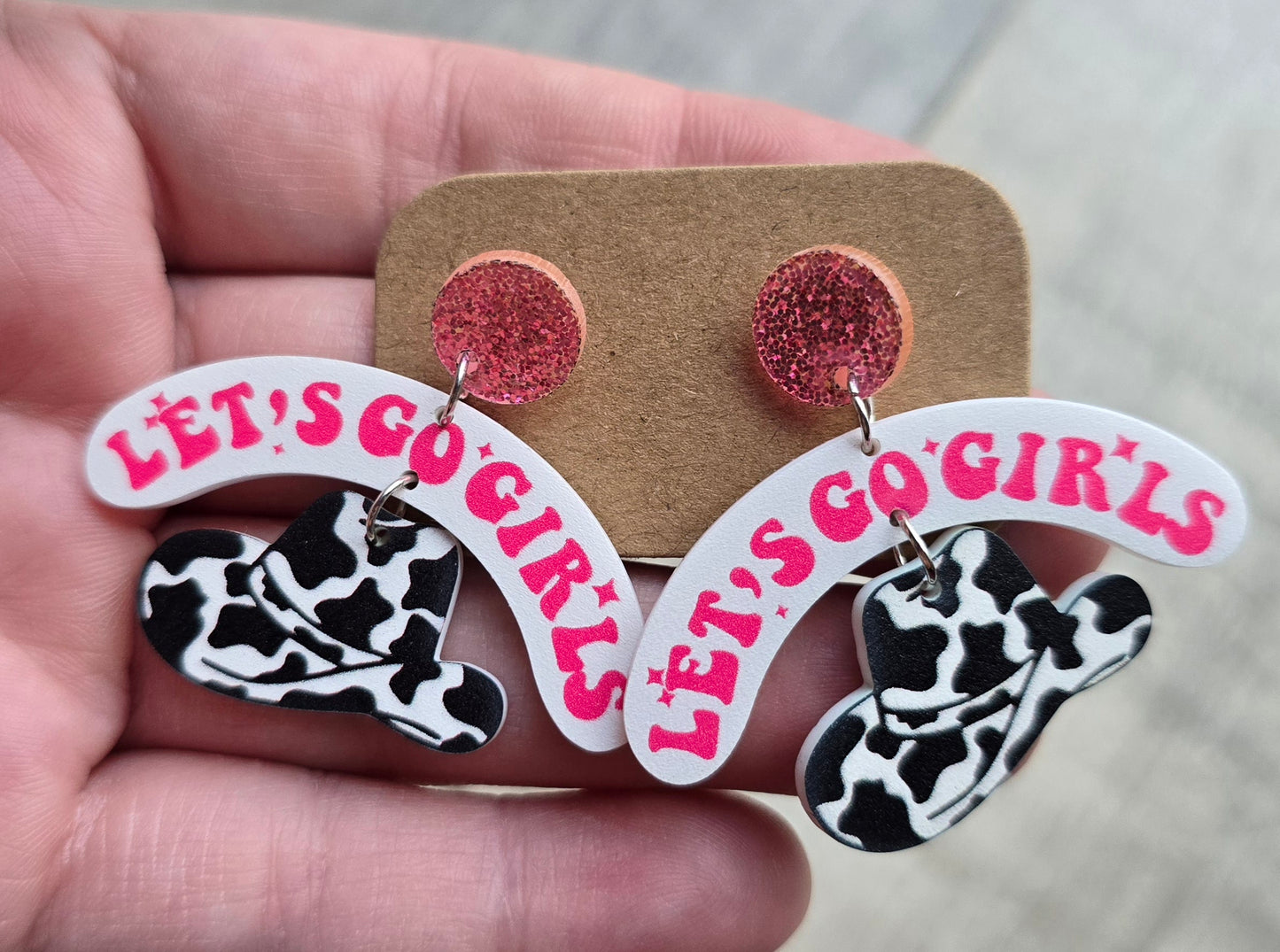 Lets Go Girls Cowgirl Hat Earrings