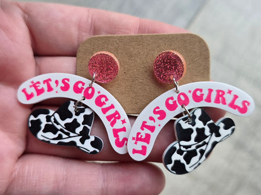 Lets Go Girls Cowgirl Hat Earrings