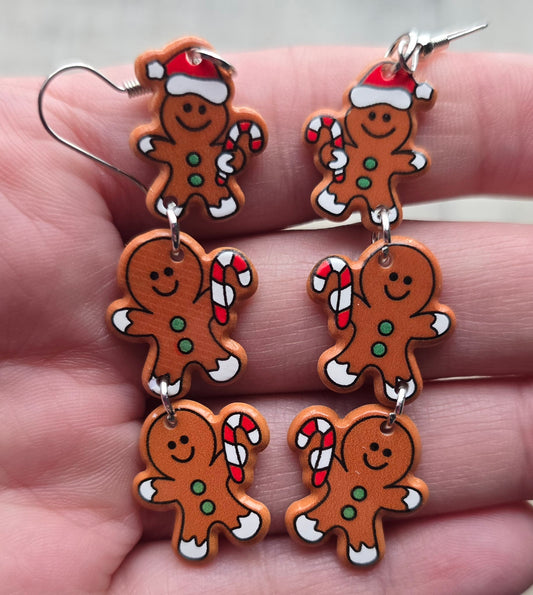 Three Gingerbread Men Earrings