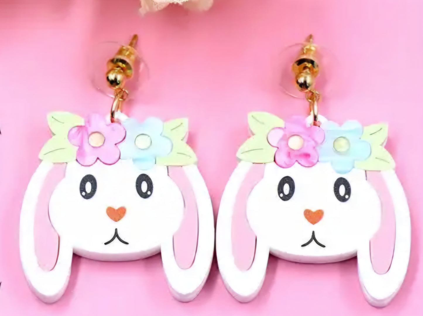 MINI PREORDER EASTER FLORAL BUNNY ACRYLIC HOOP EARRINGS