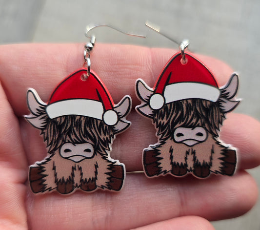 Highlander Cow Christmas Earrings