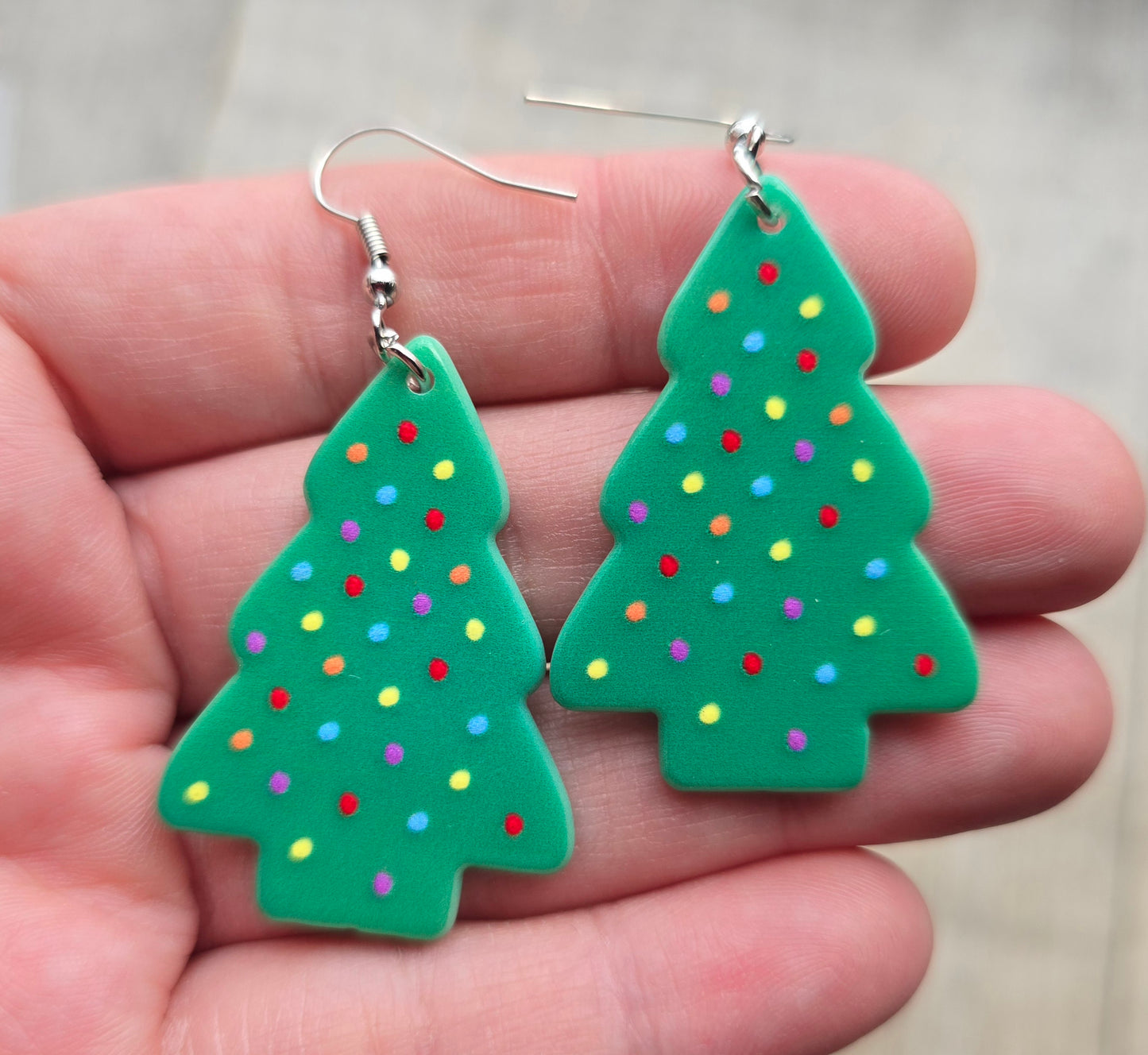 Polka Dot Christmas Tree Brownie Earrings