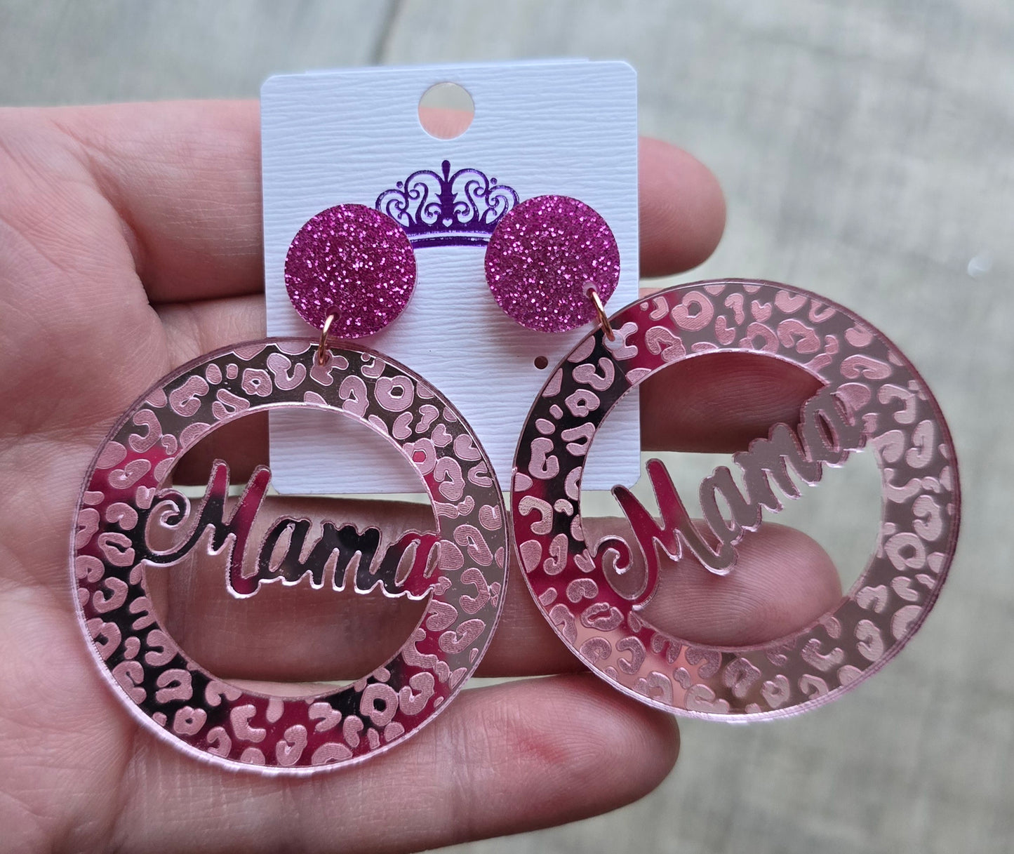 Rose Gold Mama Circle Earrings