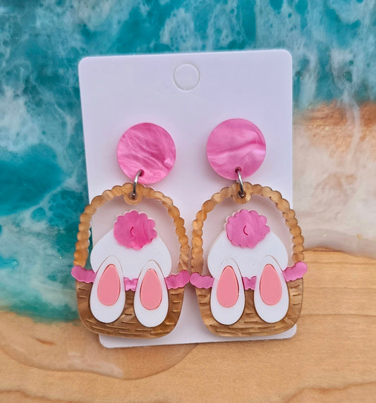 EASTER BUNNY ACRYLIC STUD EARRINGS