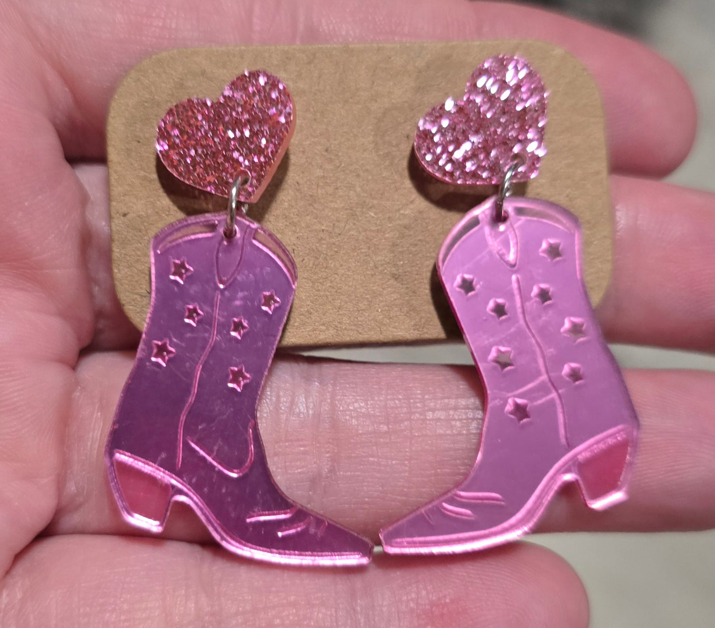 Pink Cowgirl Boots Earrings