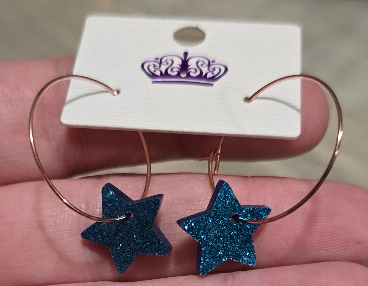 Blue Star Hoop Earrings