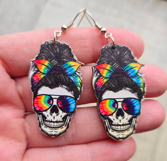 Tie Dye Skull Earrings