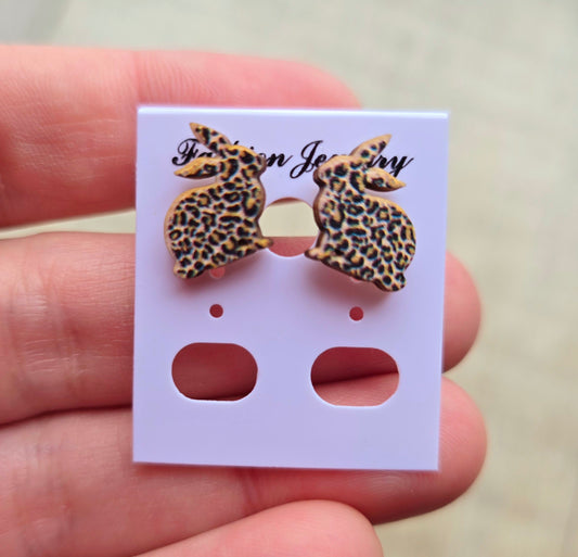 Easter Leopard Bunny Stud Earrings