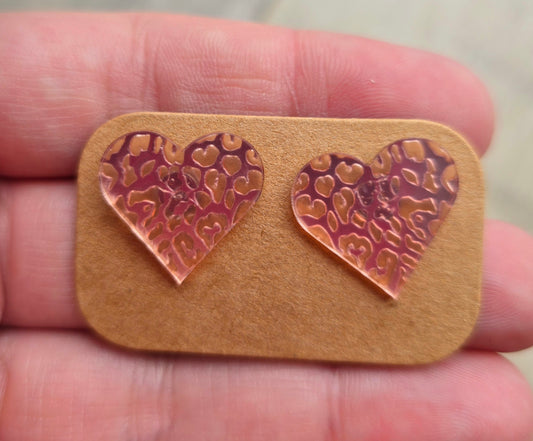 Rose Gold Leopard Heart Earrings