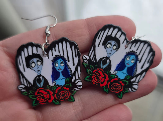 Corpse Bride Heart Earrings